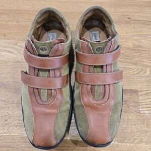 Josef Seibel Women's Brown Leather & Khaki Suede Velcro Mary Jane Walking Shoes